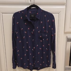 Rails Navy Button-Up Shirt with Red Cherry Print